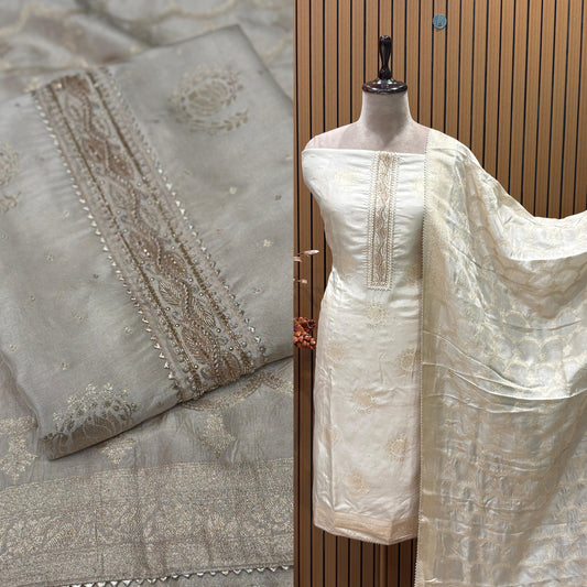 Indulge in regal elegance with our luxurious unstitched suit set