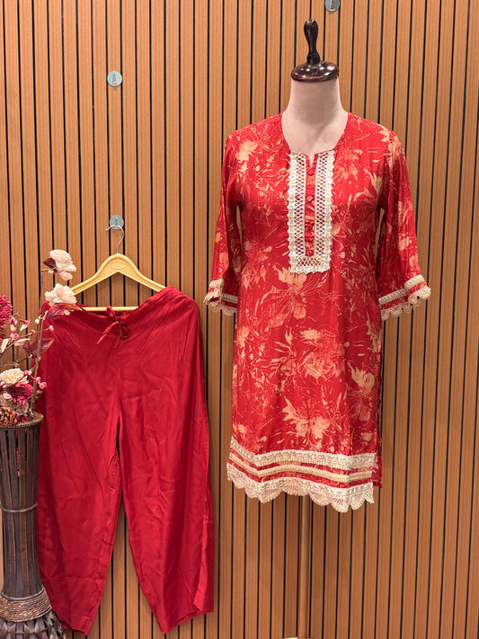 Make a bold style statement with this vibrant red cord-set