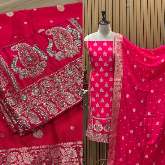 Step into regal elegance with this luxurious unstitched suit set