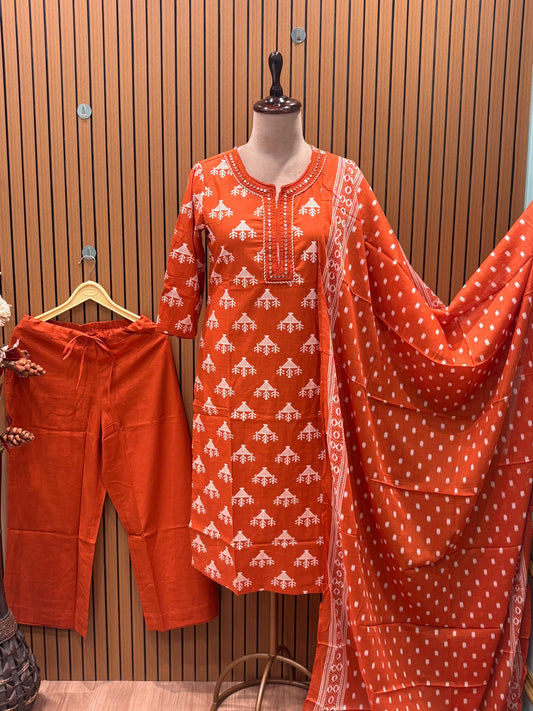 Brighten your wardrobe with this vibrant cotton suit set