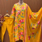 Brighten your festive wardrobe with this vibrant yellow A-line suit