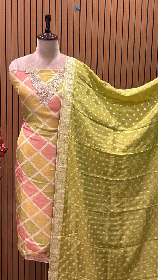 Elevate your festive style with this luxurious unstitched suit set