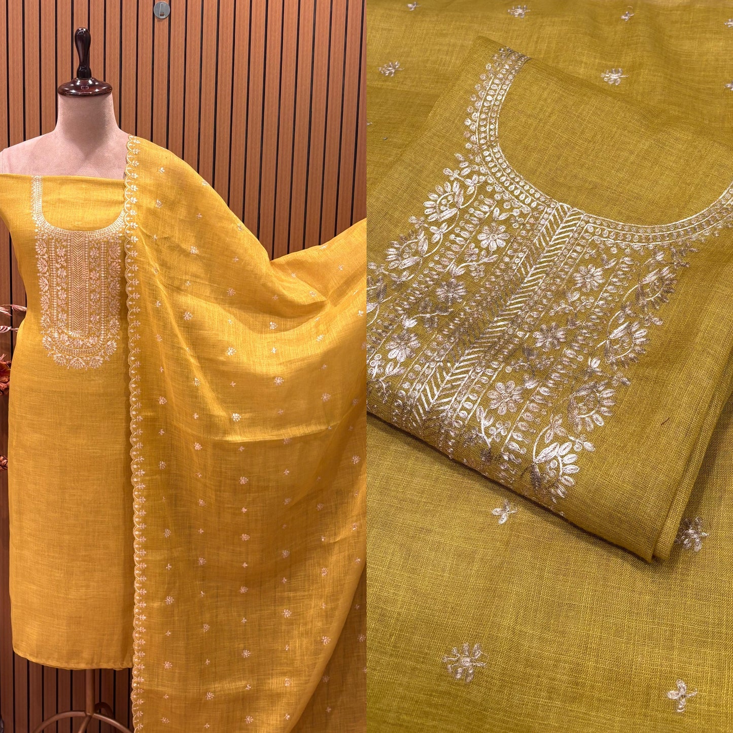 Step into festive finesse with this unstitched suit set