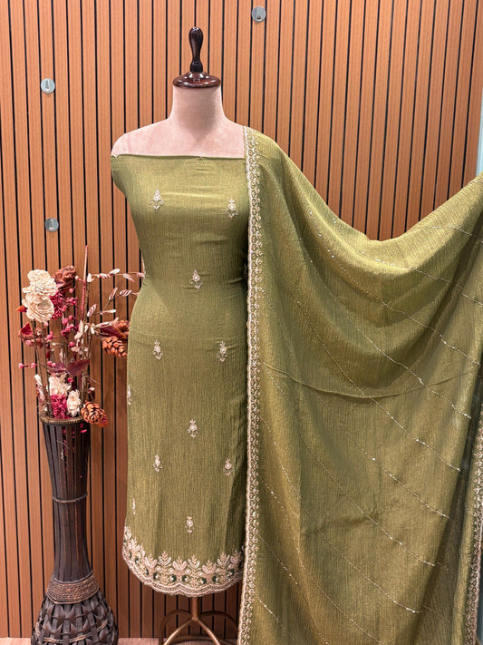 Elevate your festive style with our premium unstitched suit set