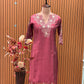 Feel the charm of tradition in this mauve-pink muslin cotton suit set