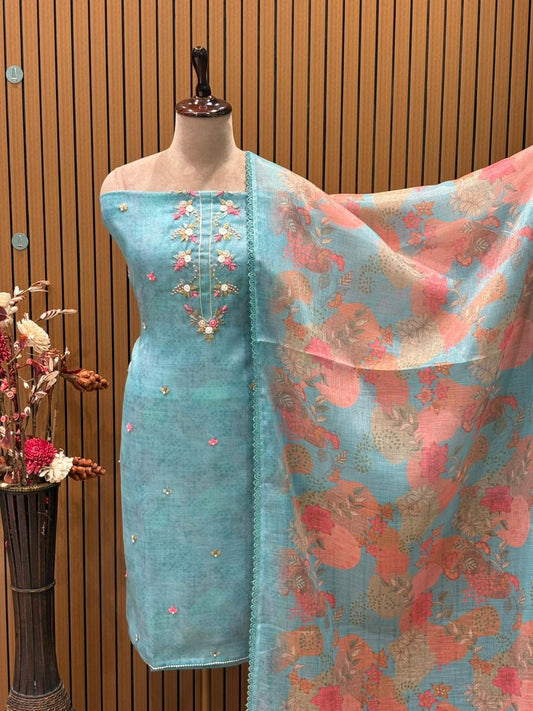 Discover timeless elegance with this unstitched suit set