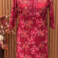 Cotton kurti set in brown & red features leaf prints