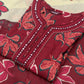 Cotton kurti set in brown & red features leaf prints