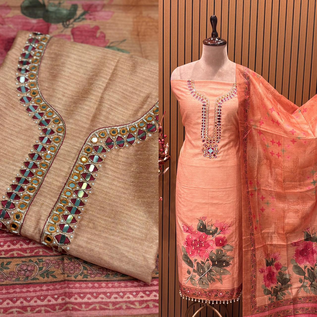 Grace your festive look with this elegant unstitched suit