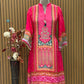 Radiate festive charm in this vibrant pink crape suit set