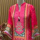 Radiate festive charm in this vibrant pink crape suit set