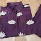 Elegant purple co-ord set features a smart collared shirt