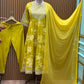 Bright lemon yellow Anarkali suit set is a summer delight