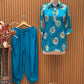 Floral co-ord sets in firozi blue and vibrant maroon red bring a fresh