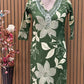 Elegant green cotton kurti with bold floral print