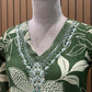 Elegant green cotton kurti with bold floral print
