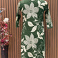 Elegant green cotton kurti with bold floral print