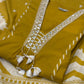 Mustard yellow cotton A-line kurti with chic chevron print