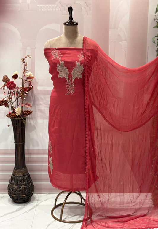 Elevate your ethnic elegance with our premium unstitched suit set.