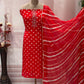 Unstitched elegance meets tradition in this stunning Bandhej print suit set