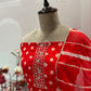 Unstitched elegance meets tradition in this stunning Bandhej print suit set