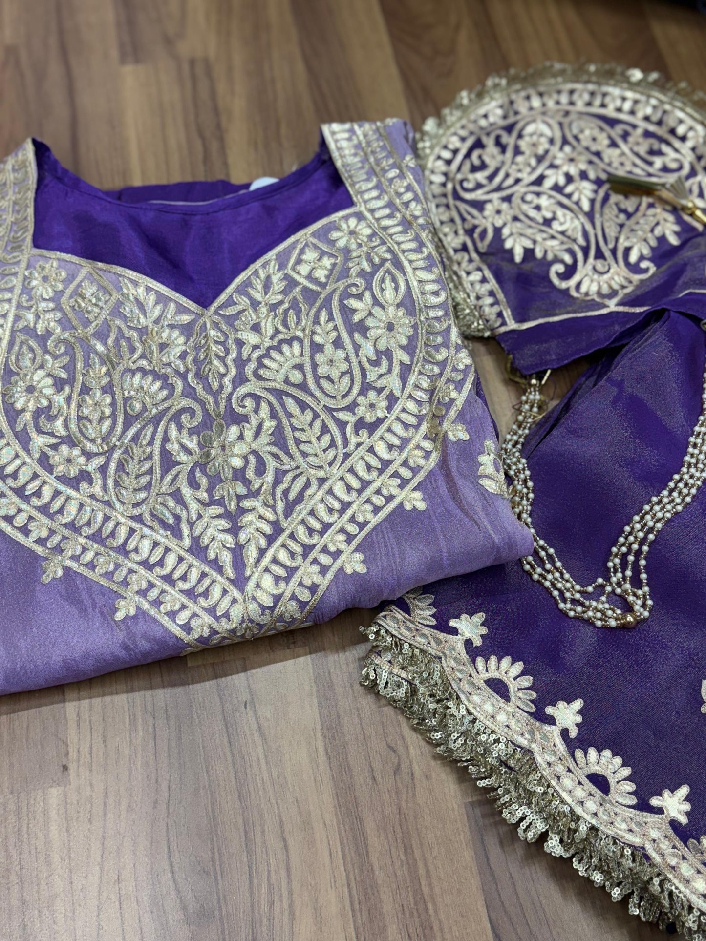 Elevate your festive charm with our luxurious tissue shimmer fabric cord set