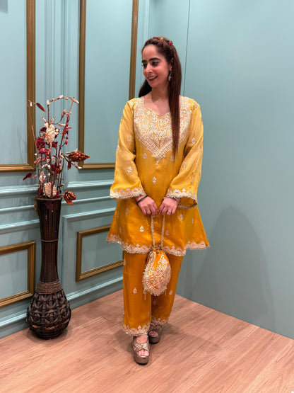 Elevate your festive charm with our luxurious tissue shimmer fabric cord set