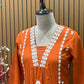Graceful A-line cotton kurti set in vibrant orange