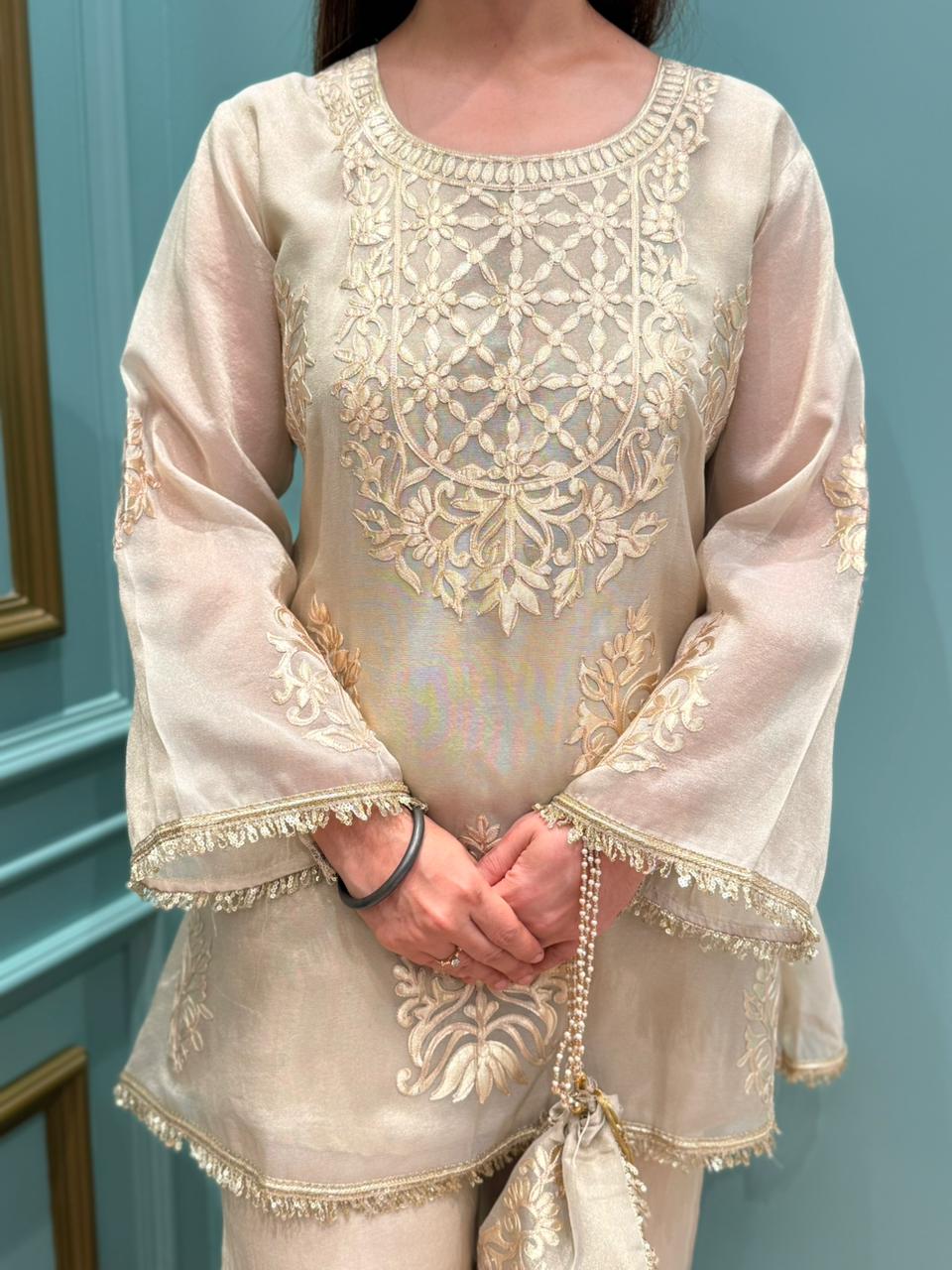 Drape yourself in elegance with our luxe tissue shimmer cord-sets