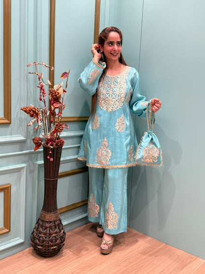 Drape yourself in elegance with our luxe tissue shimmer cord-sets