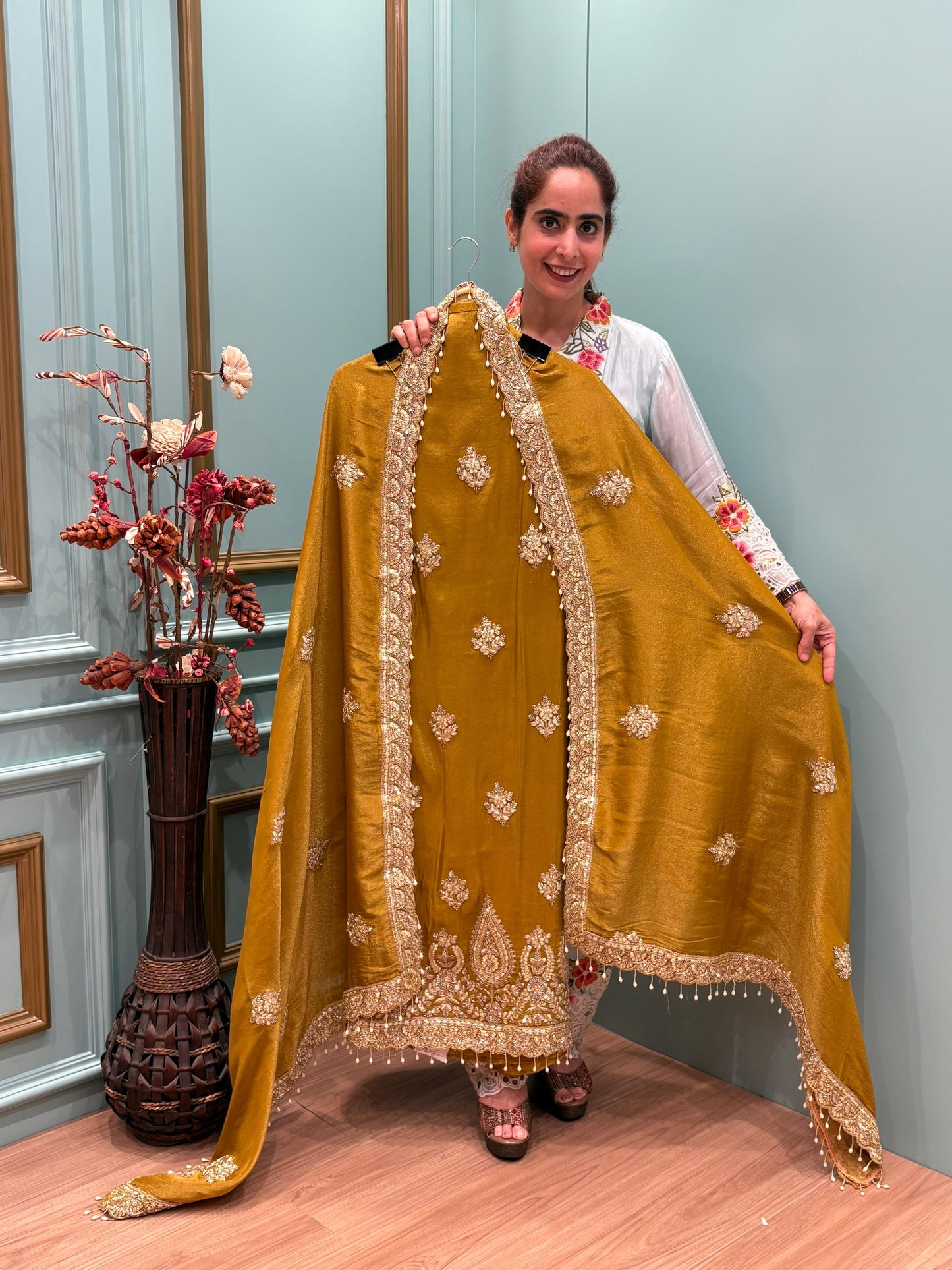 Organza Shimmer featuring exquisite gota work