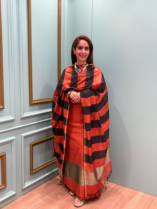 Discover timeless charm with our unstitched suit set crafted in Mul Chanderi