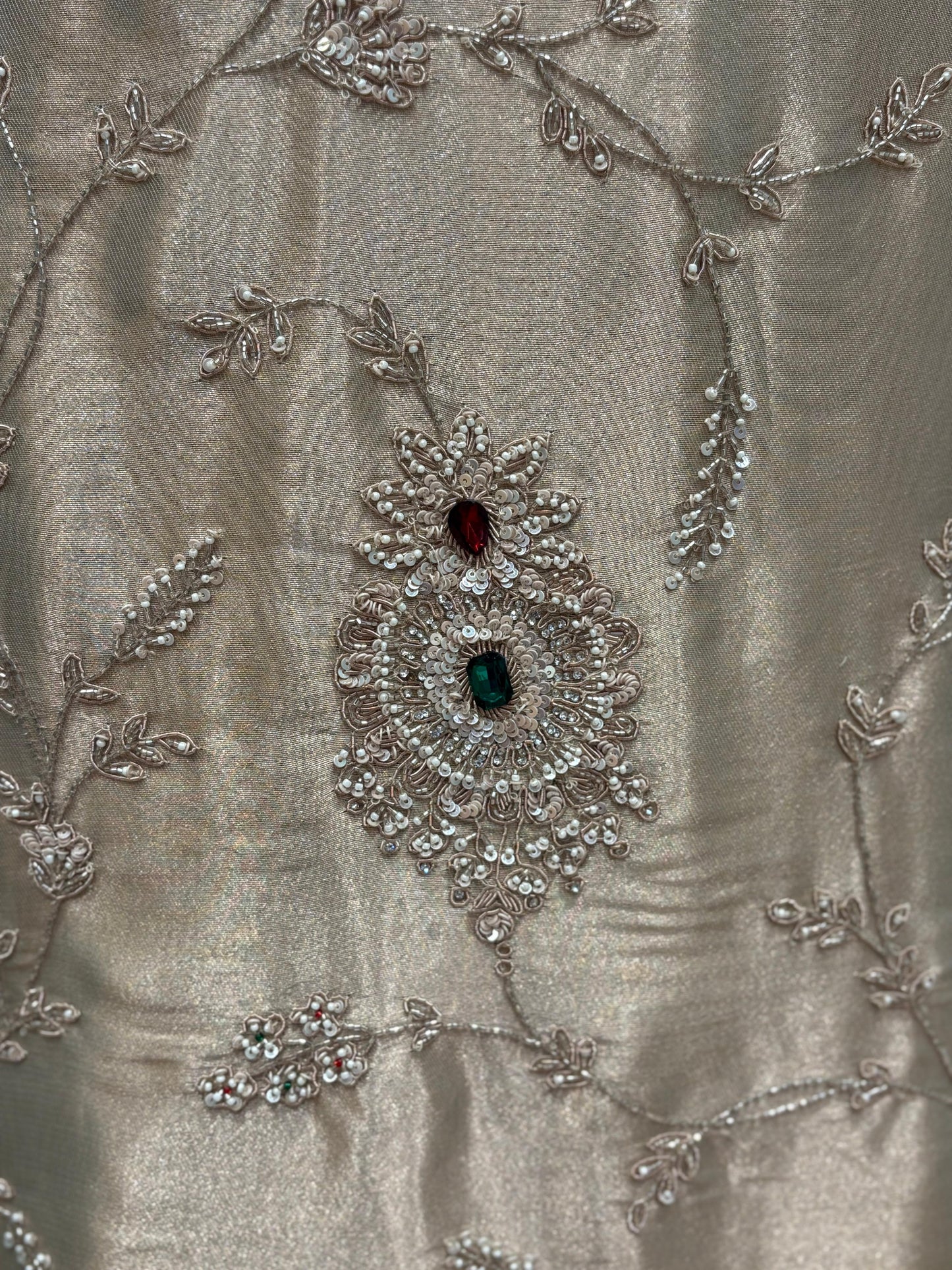 Step into timeless elegance with our luxurious pure tissue unstitched suit,