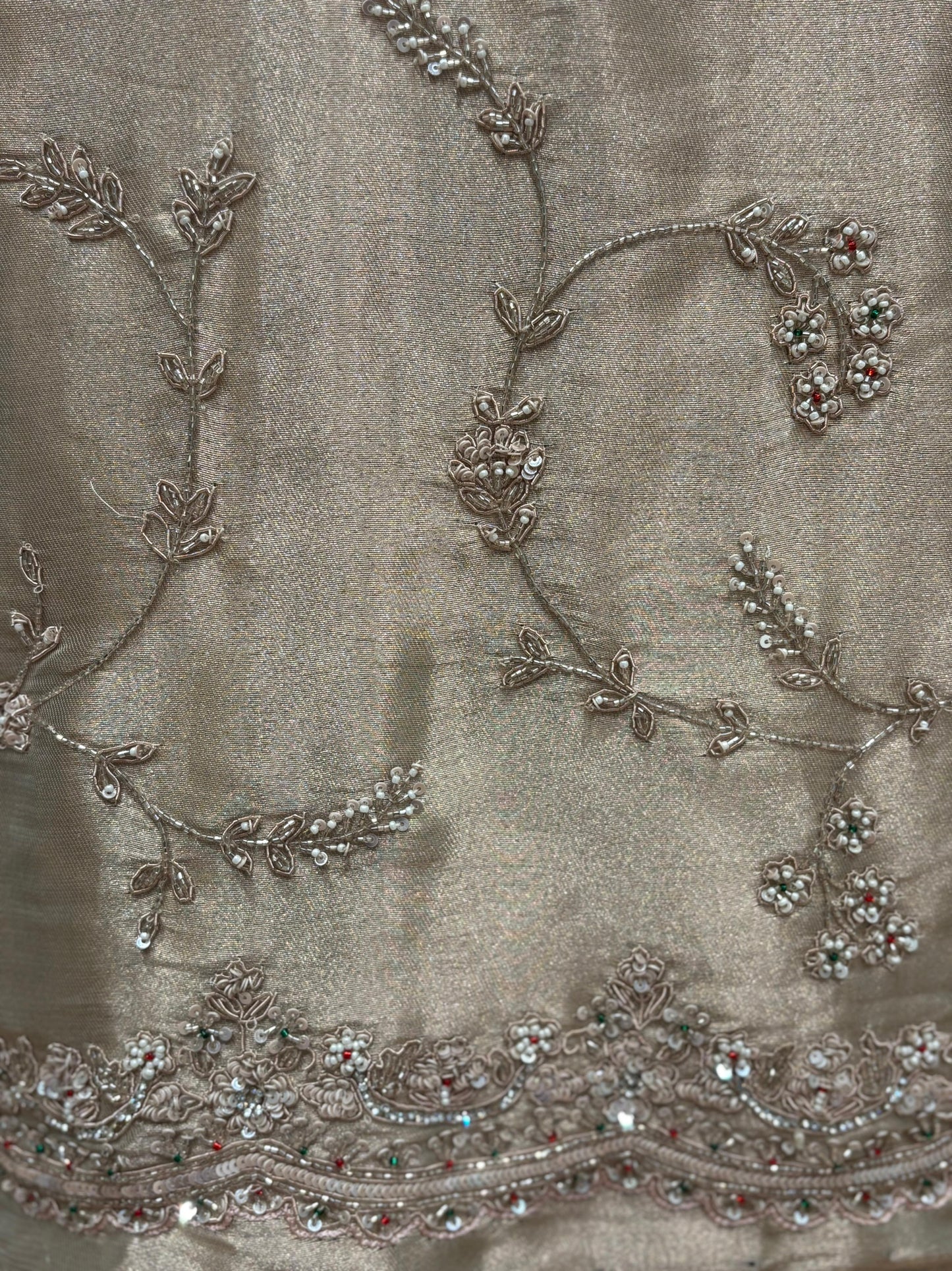 Step into timeless elegance with our luxurious pure tissue unstitched suit,