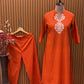 Bright cotton kurti set in festive orange