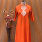 Bright cotton kurti set in festive orange
