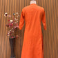 Bright cotton kurti set in festive orange