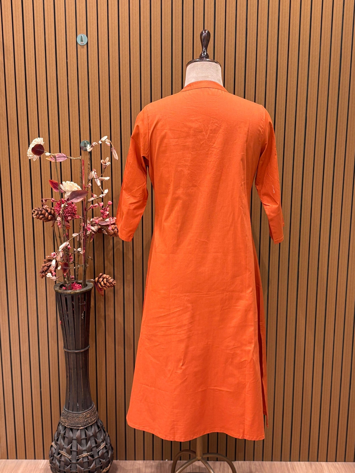 Bright cotton kurti set in festive orange