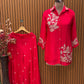 Graceful Chinon fabric kurti with collared neckline