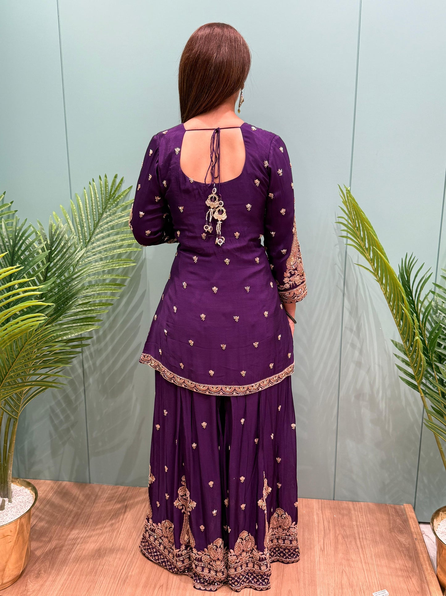 Step into timeless elegance with our luxurious heavy embroidered sharara set