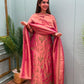 Elevate your ethnic wardrobe with our unstitched organza shimmer suit set