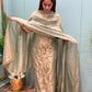 Elevate your ethnic wardrobe with our unstitched organza shimmer suit set