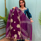 Crafted in organza shimmer fabric with rich gota patch work