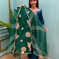 Crafted in organza shimmer fabric with rich gota patch work