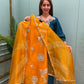 Crafted in organza shimmer fabric with rich gota patch work