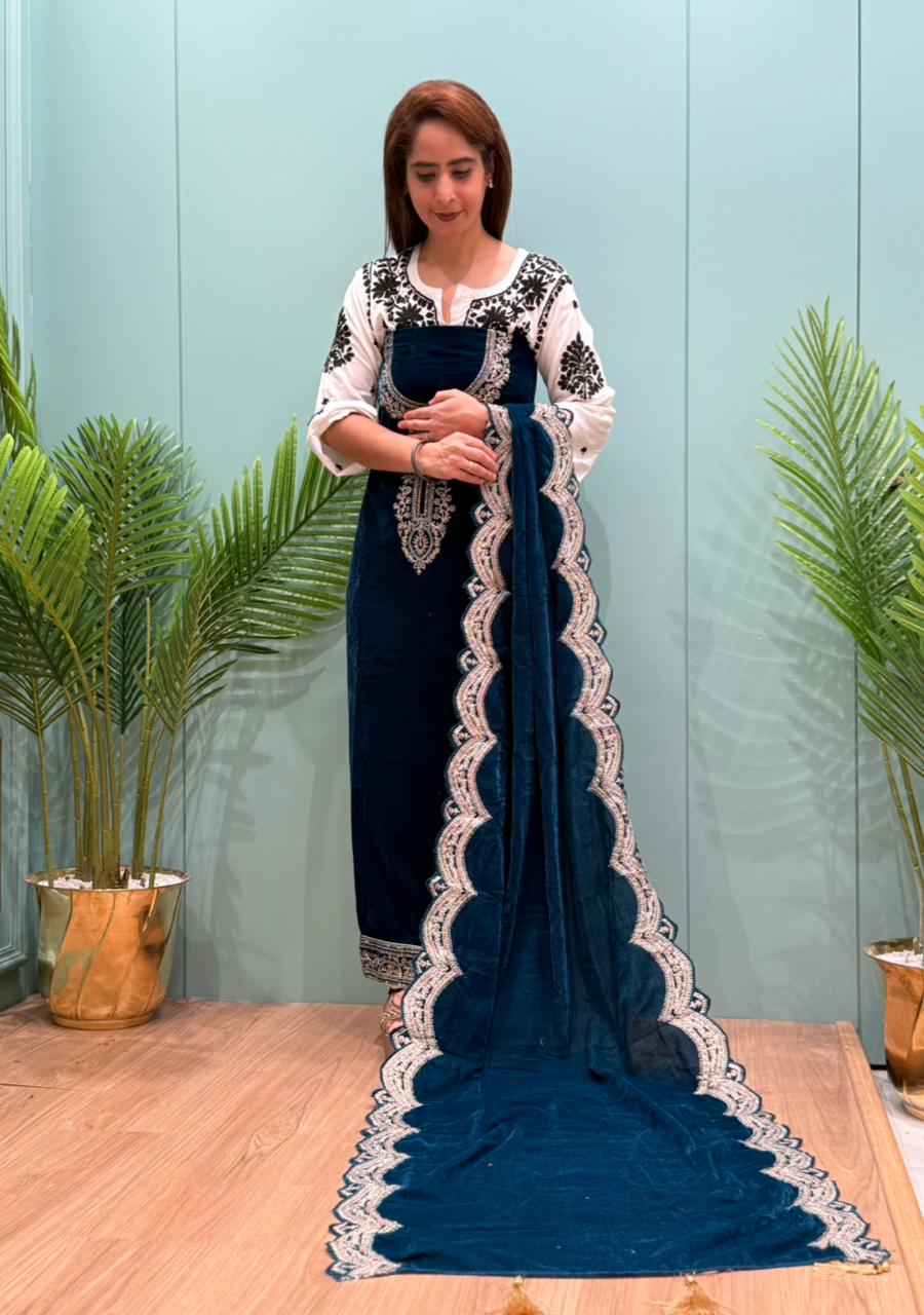 Presenting our luxurious unstitched velvet suit