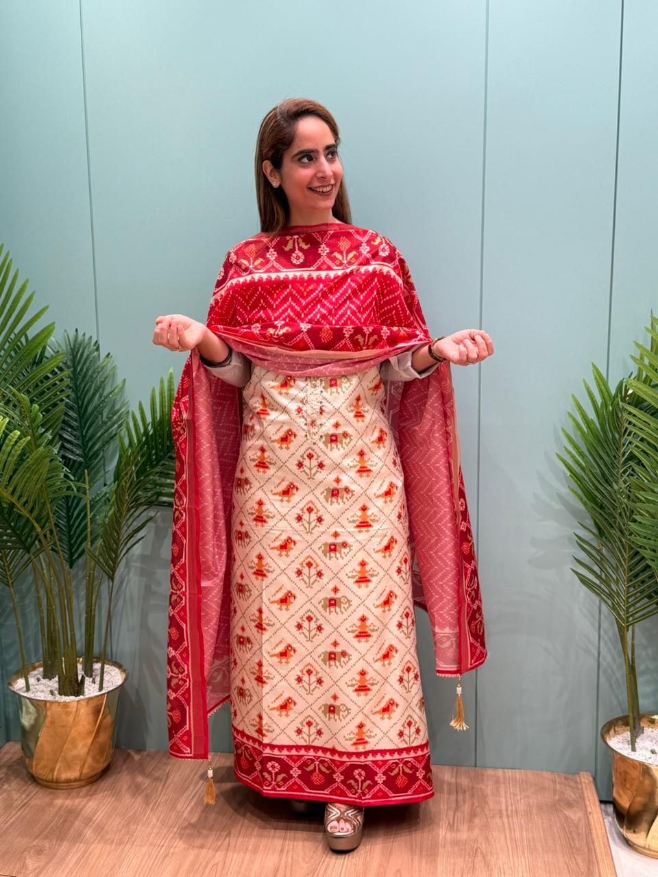 Our elegant Maheshwari Silky Unstitched Suit Collection