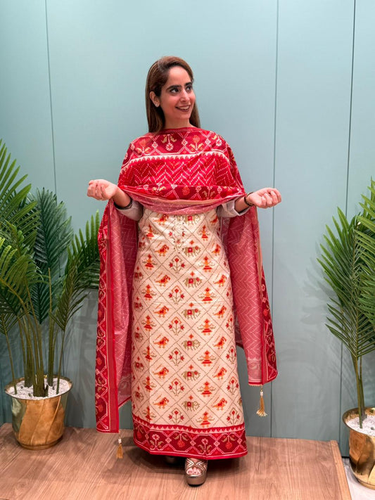 Our elegant Maheshwari Silky Unstitched Suit Collection