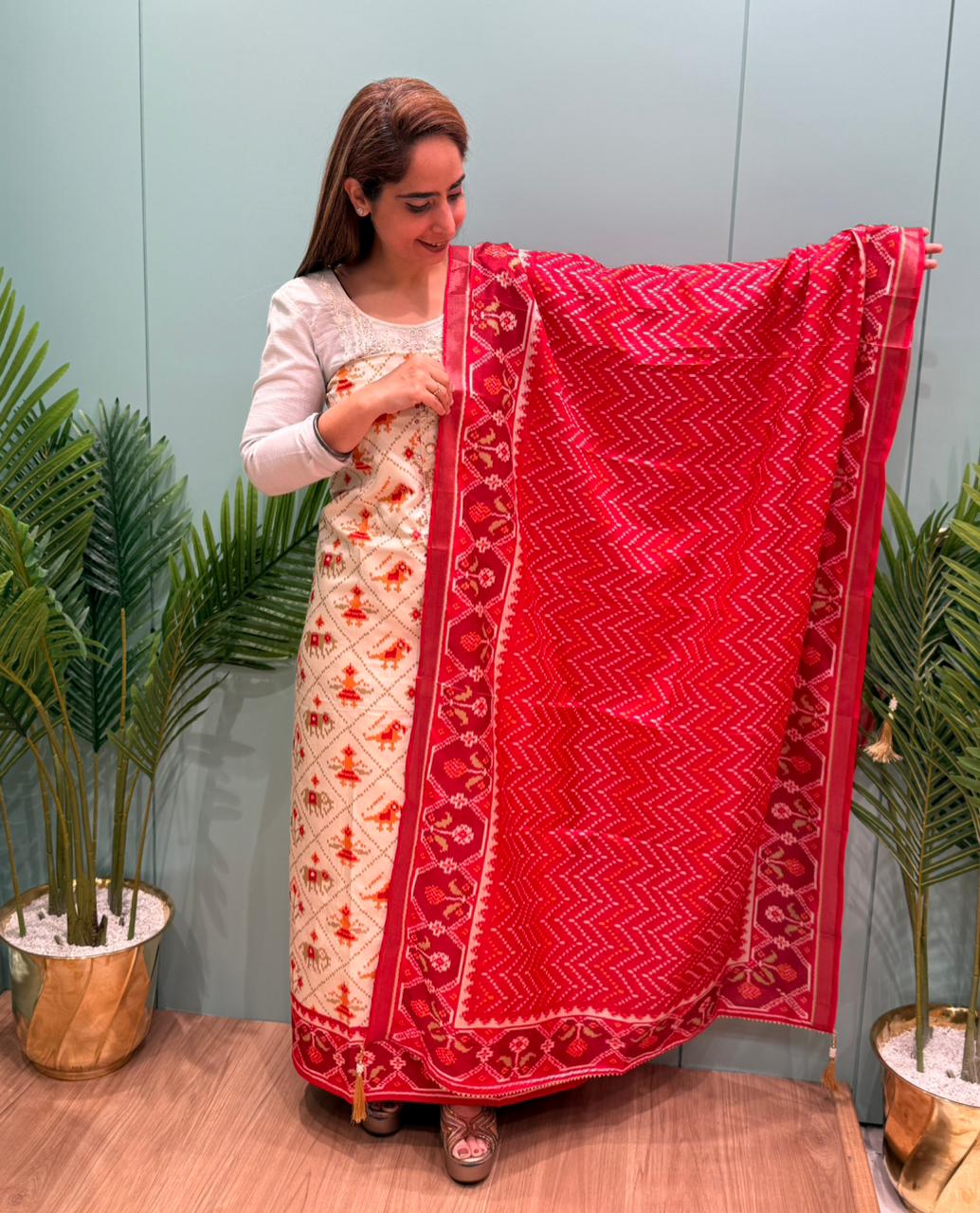 Our elegant Maheshwari Silky Unstitched Suit Collection