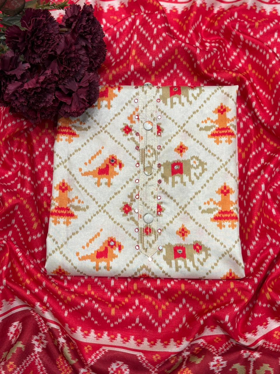 Our elegant Maheshwari Silky Unstitched Suit Collection